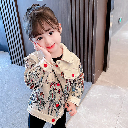 Girls’ Leather Coat – Korean Style Fashion Jacket
