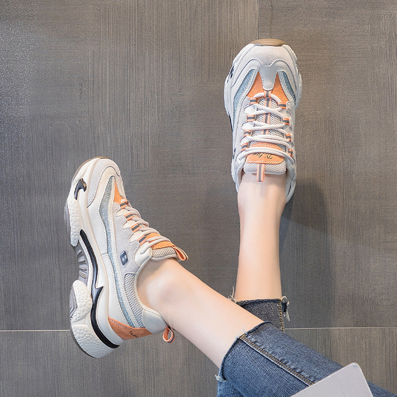 Autuspin Retro Flat Platform Sneakers – Women’s Casual Cow Leather Shoes