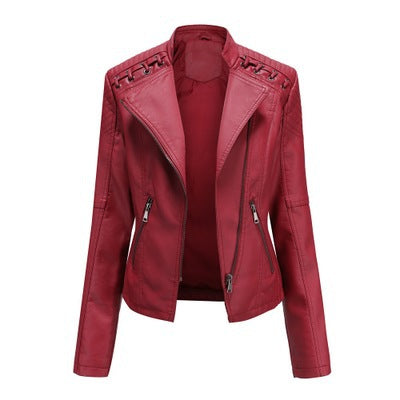 Women’s Thin Leather Motorcycle Jacket – Sleek, Stylish & Lightweight