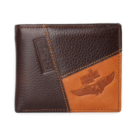 Genuine Leather Men’s Patchwork Wallet – Cowhide & Stylish Design