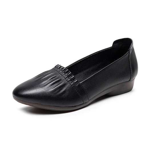 Women’s First Layer Cowhide Flat Shoes – Genuine Leather Office Loafers