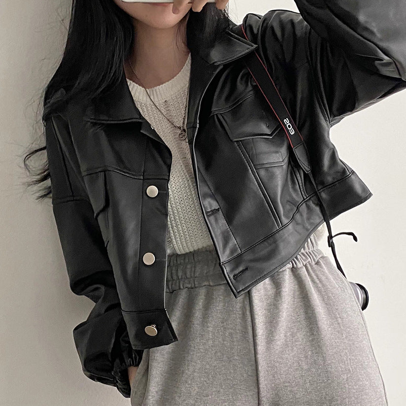 Women’s Versatile Short PU Leather Jacket – Stylish, Modern & Practical